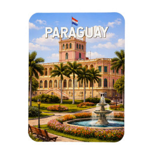 Imán Ilustración de Paraguay Arte de Viaje Vintage