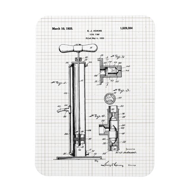 Imán Ilustracion de patente de bomba de neumáticos de é (Vertical)