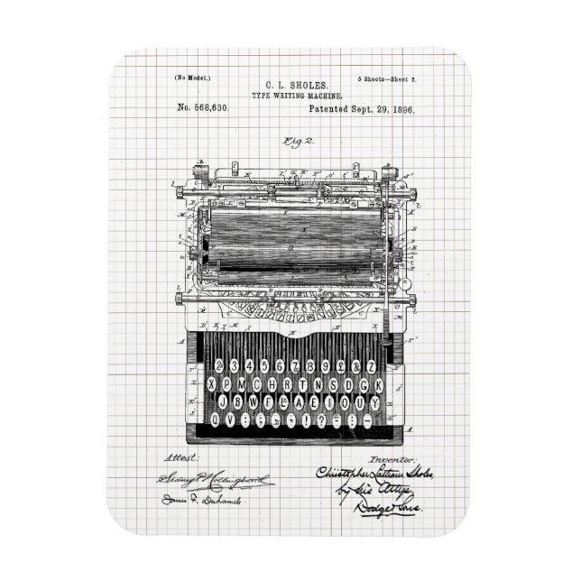 Imán Ilustración de patente de máquina de escribir anti (Vertical)