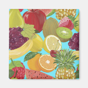 Imán Ilustración de patrón de frutas tropicales mixtas