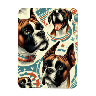 Imán Ilustracion de perro de Boxer sin costura