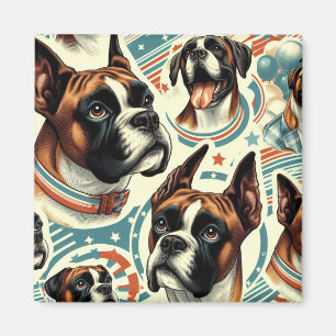 Imán Ilustracion de perro de Boxer sin costura