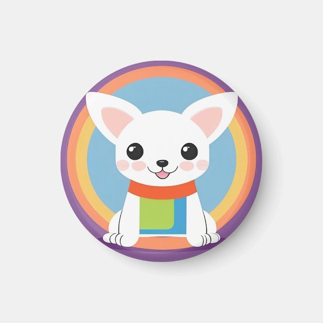 Imán Ilustración de perro de dibujos animados lindo (Frente)