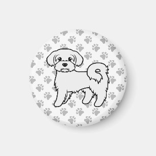 Imán Ilustracion de perro de dibujos animados malteses