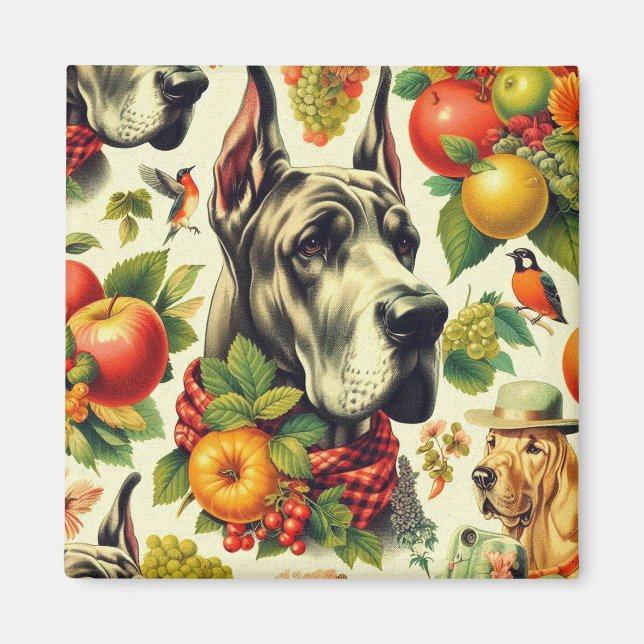 Imán Ilustracion de Perro Grande Dane (Frente)
