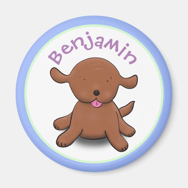 Imán Ilustracion de personalizado azul de cachorro aleg (Frente)