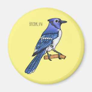 Imán Ilustracion de personalizado de ave azul jay