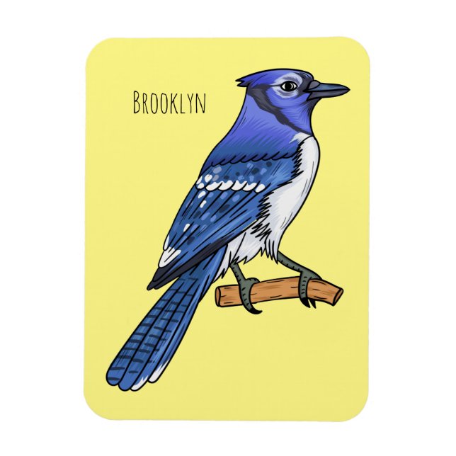 Imán Ilustracion de personalizado de ave azul jay (Vertical)