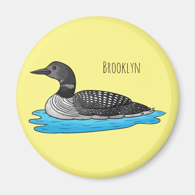 Imán Ilustracion de personalizado de aves de Loon (Frente)