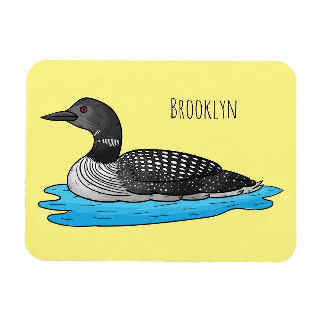 Imán Ilustracion de personalizado de aves de Loon (Horizontal)