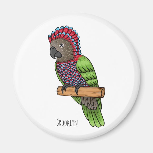 Imán Ilustracion de personalizado de aves de loro con c (Frente)