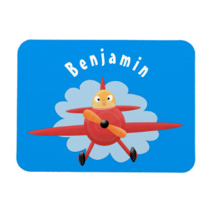 Imán Ilustracion de personalizado de avión rojo que vue