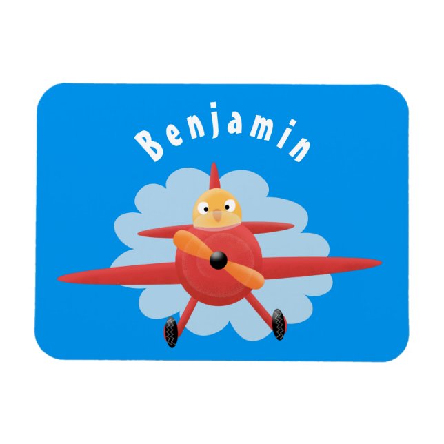 Imán Ilustracion de personalizado de avión rojo que vue (Horizontal)