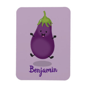 Imán ilustracion de personalizado de berenjena feliz
