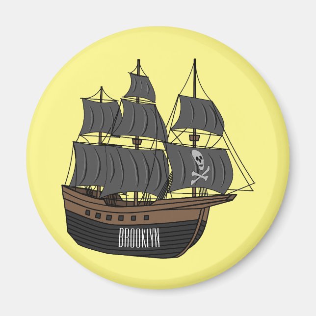 Imán Ilustracion de personalizado de buques piratas (Frente)