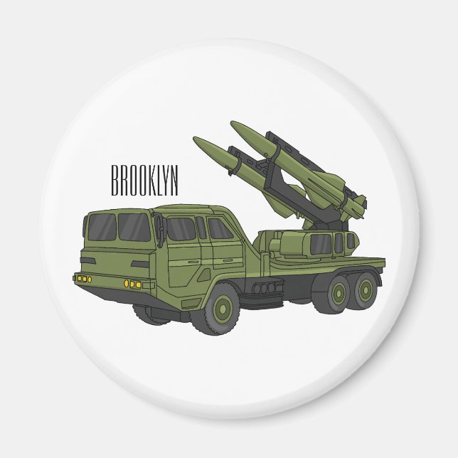 Imán Ilustracion de personalizado de camiones de misile (Frente)