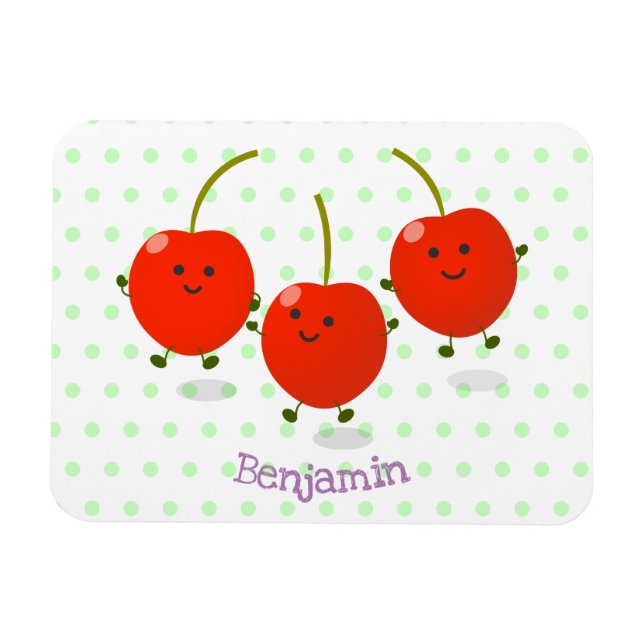 Imán Ilustracion de personalizado de cerezas rojas de s (Horizontal)