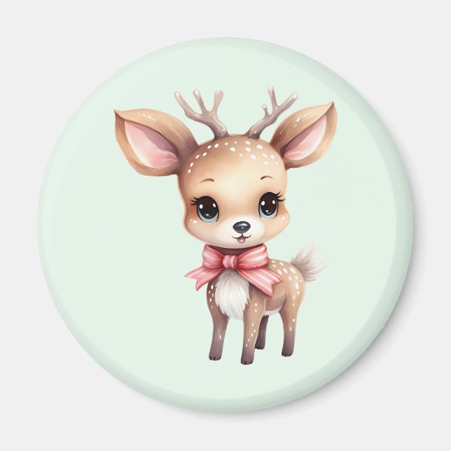 Imán Ilustracion de Personalizado de ciervos para bebés (Frente)