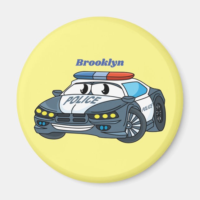 Imán Ilustracion de personalizado de coche de policía f (Frente)