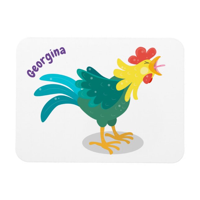 Imán Ilustracion de personalizado de gallo de entrego g (Horizontal)