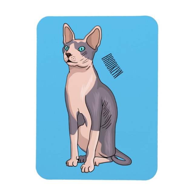 Imán Ilustracion de personalizado de gatos Sfinx (Vertical)