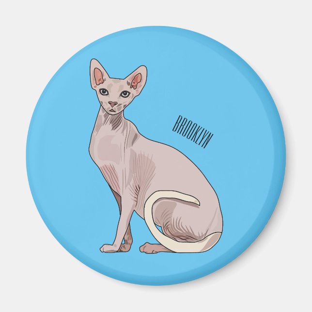 Imán Ilustracion de personalizado de gatos Sfinx (Frente)