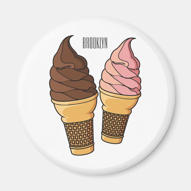 Imán Ilustracion de personalizado de helado de cono (Frente)
