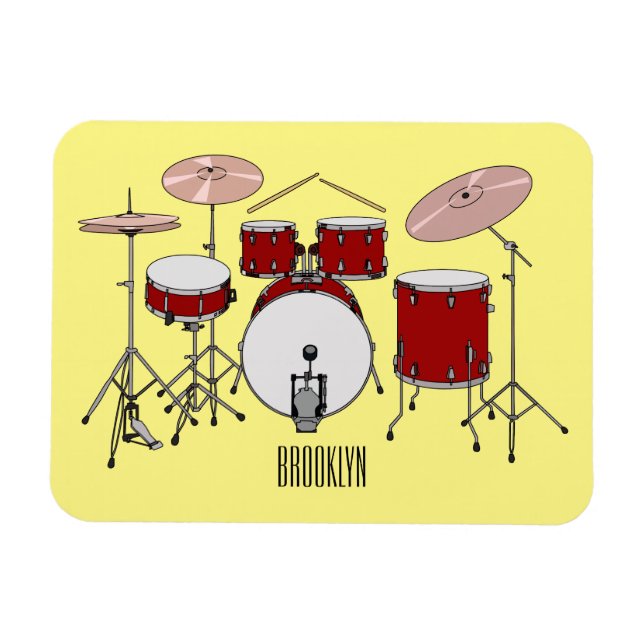 Imán Ilustracion de personalizado de kit de tambor (Horizontal)