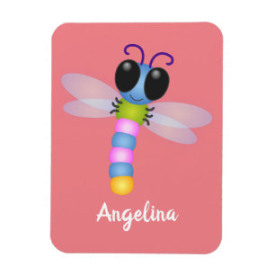 Imán Ilustracion de personalizado de libélula azul y ro