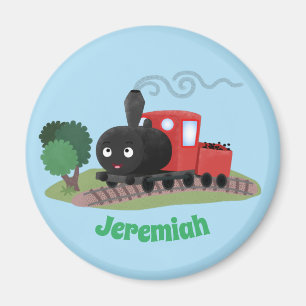 Imán Ilustracion de personalizado de locomotora de trac