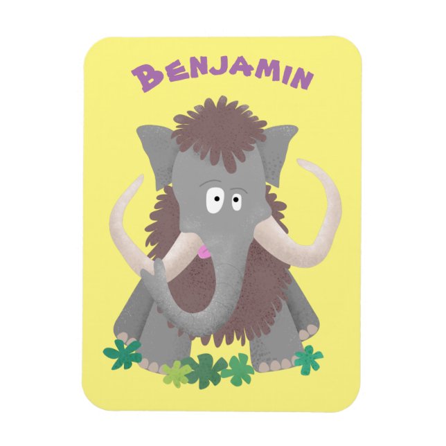 Imán Ilustracion de personalizado de mamut bobo gracios (Vertical)