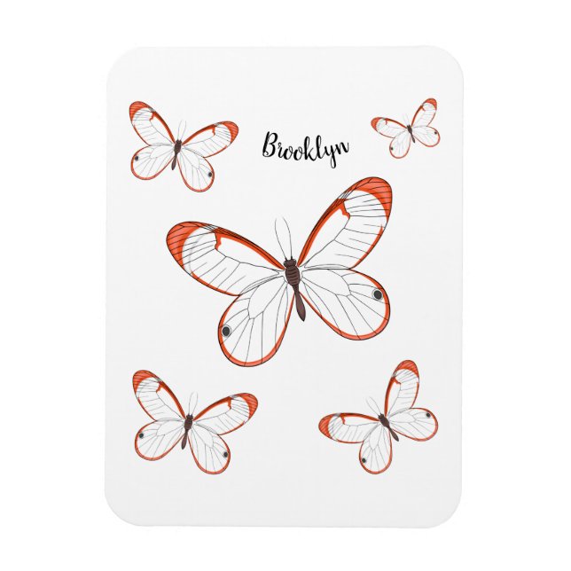 Imán Ilustracion de personalizado de mariposa de vidrio (Vertical)