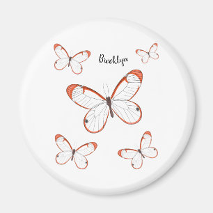 Imán Ilustracion de personalizado de mariposa de vidrio