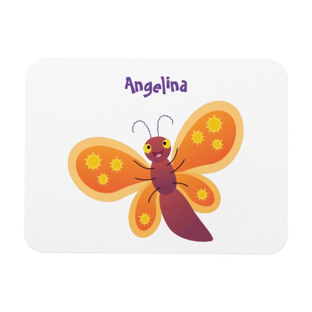 Imán Ilustracion de personalizado de mariposa naranja f (Horizontal)
