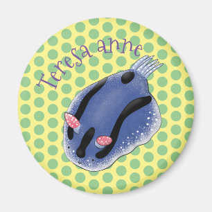 Imán Ilustracion de personalizado de nudibranquias azul