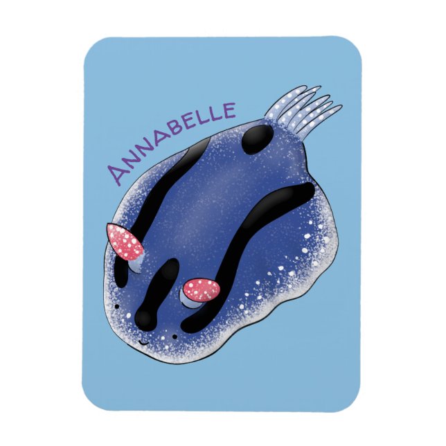Imán Ilustracion de personalizado de nudibranquias azul (Vertical)