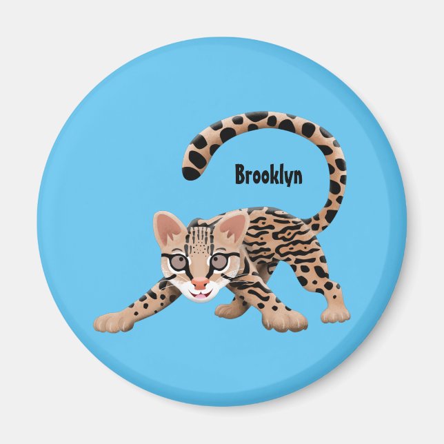 Imán Ilustracion de personalizado de ocelot de Cute (Frente)