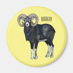 Imán Ilustracion de personalizado de ovino Mouflon