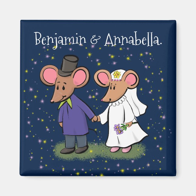 Imán Ilustracion de personalizado de pareja de ratones (Frente)