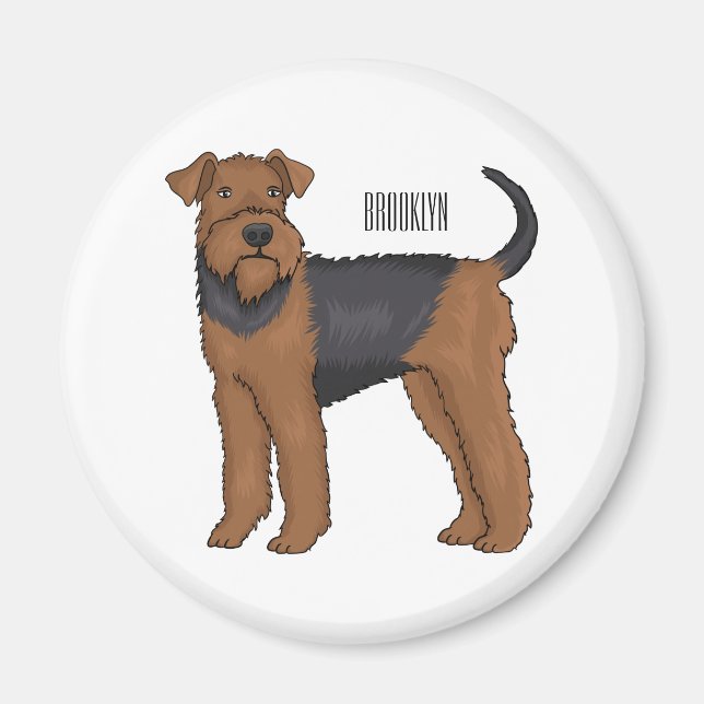 Imán Ilustracion de personalizado de perro Airedale ter (Frente)