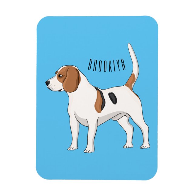 Imán Ilustracion de personalizado de perro Beagle (Vertical)