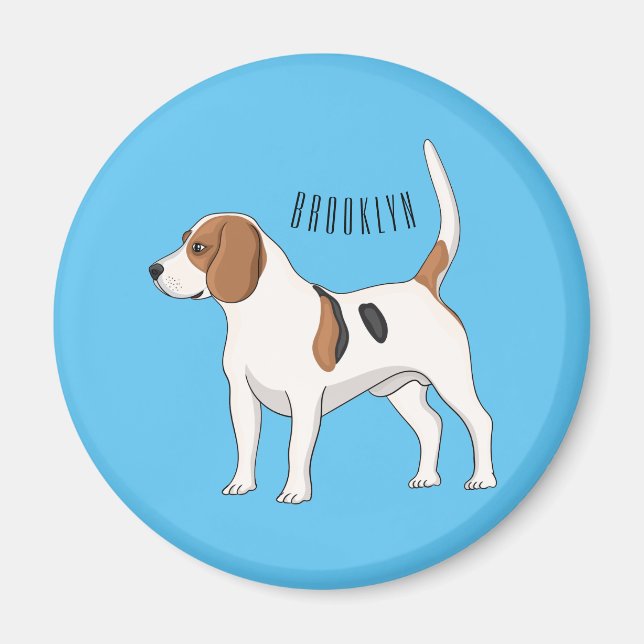 Imán Ilustracion de personalizado de perro Beagle (Frente)