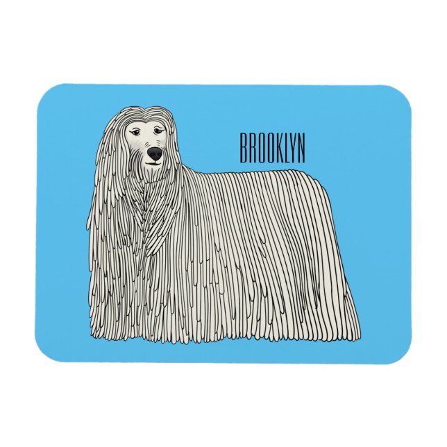 Imán Ilustracion de personalizado de perro de Komondor (Horizontal)