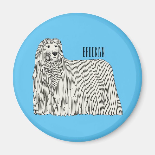 Imán Ilustracion de personalizado de perro de Komondor (Frente)