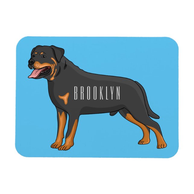 Imán Ilustracion de personalizado de perro de Rottweile (Horizontal)