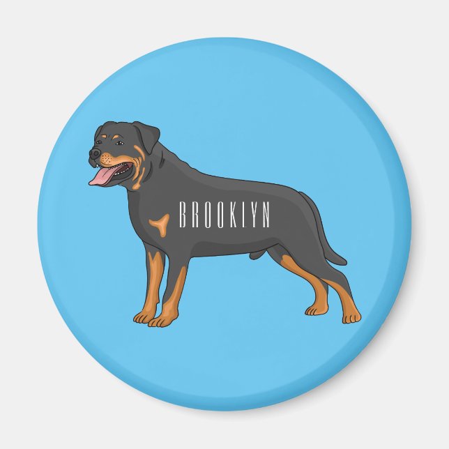 Imán Ilustracion de personalizado de perro de Rottweile (Frente)