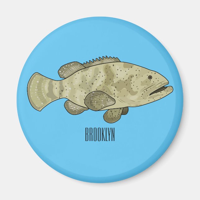 Imán Ilustracion de personalizado de pescado de grupo (Frente)