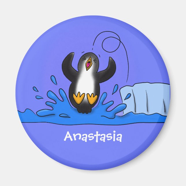 Imán Ilustracion de personalizado de pingüino puenteado (Frente)