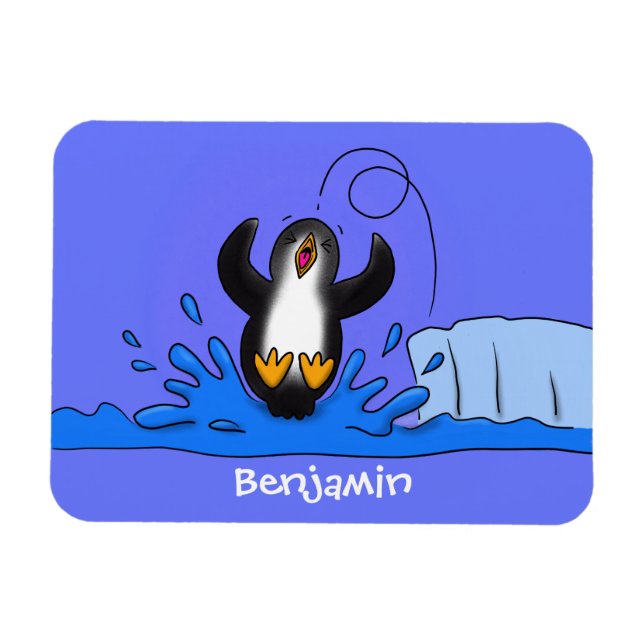 Imán Ilustracion de personalizado de pingüino puenteado (Horizontal)