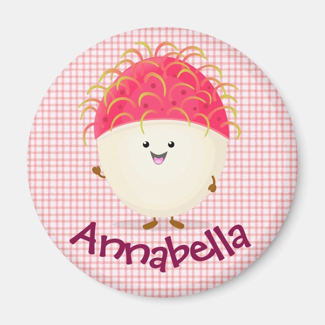 Imán Ilustracion de personalizado de rambután rosa aleg (Frente)